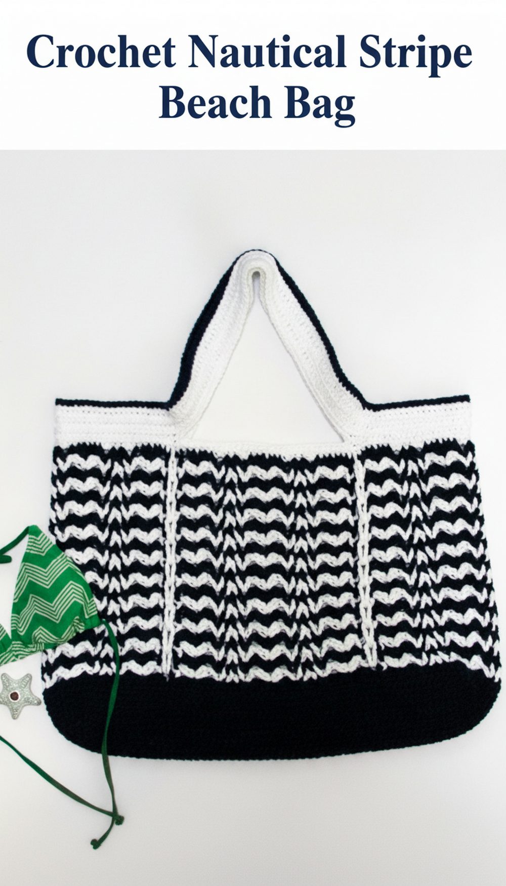 Crochet Nautical Stripe Beach Bag
