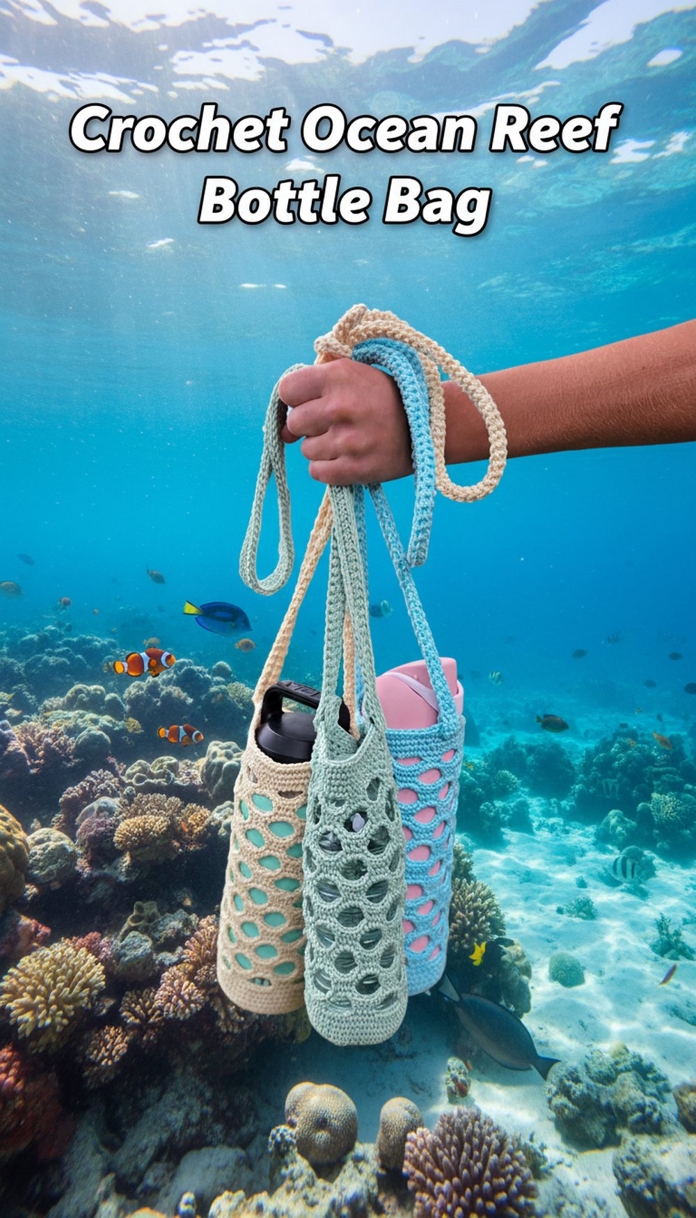 Crochet Ocean Reef Bottle Bag