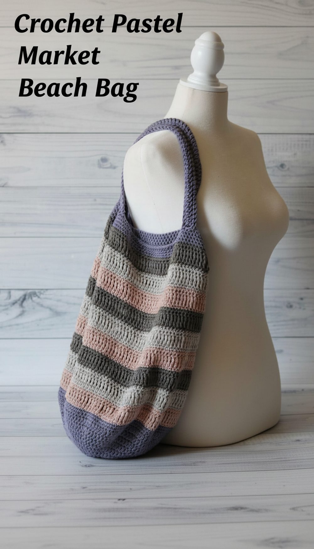 Crochet Pastel Market Beach Bag