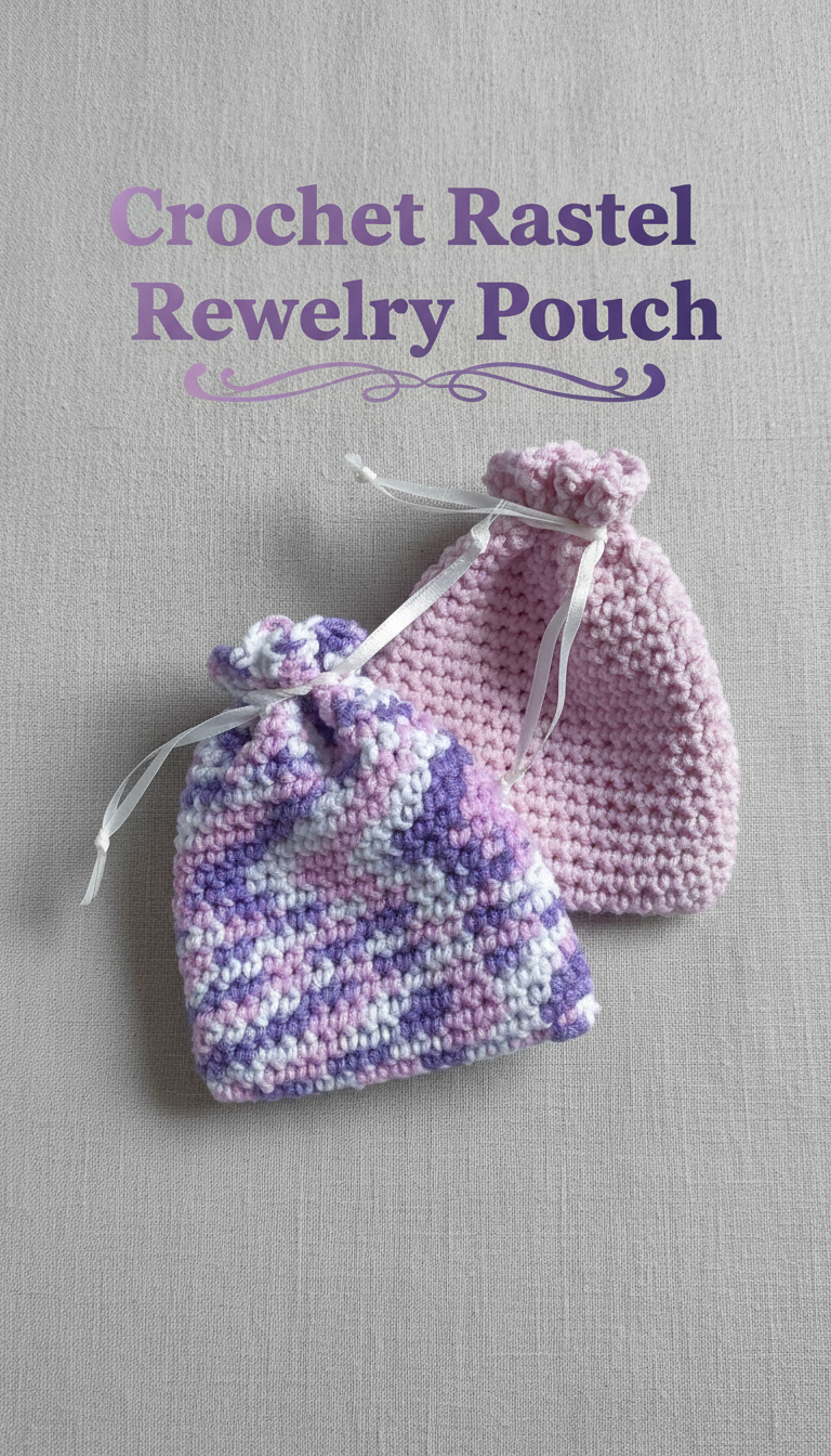 Crochet Pastel Ribbon Jewelry Pouch