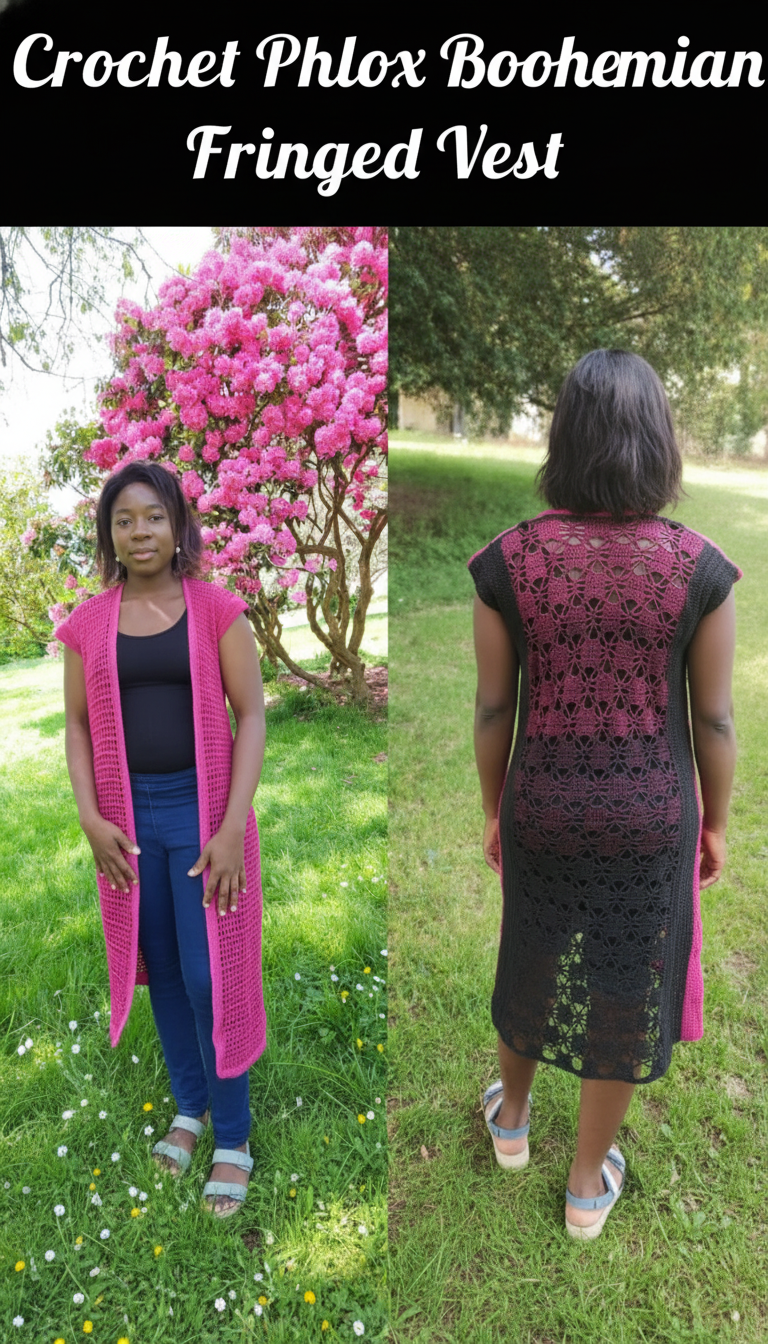 Crochet Phlox Bohemian Fringed Vest