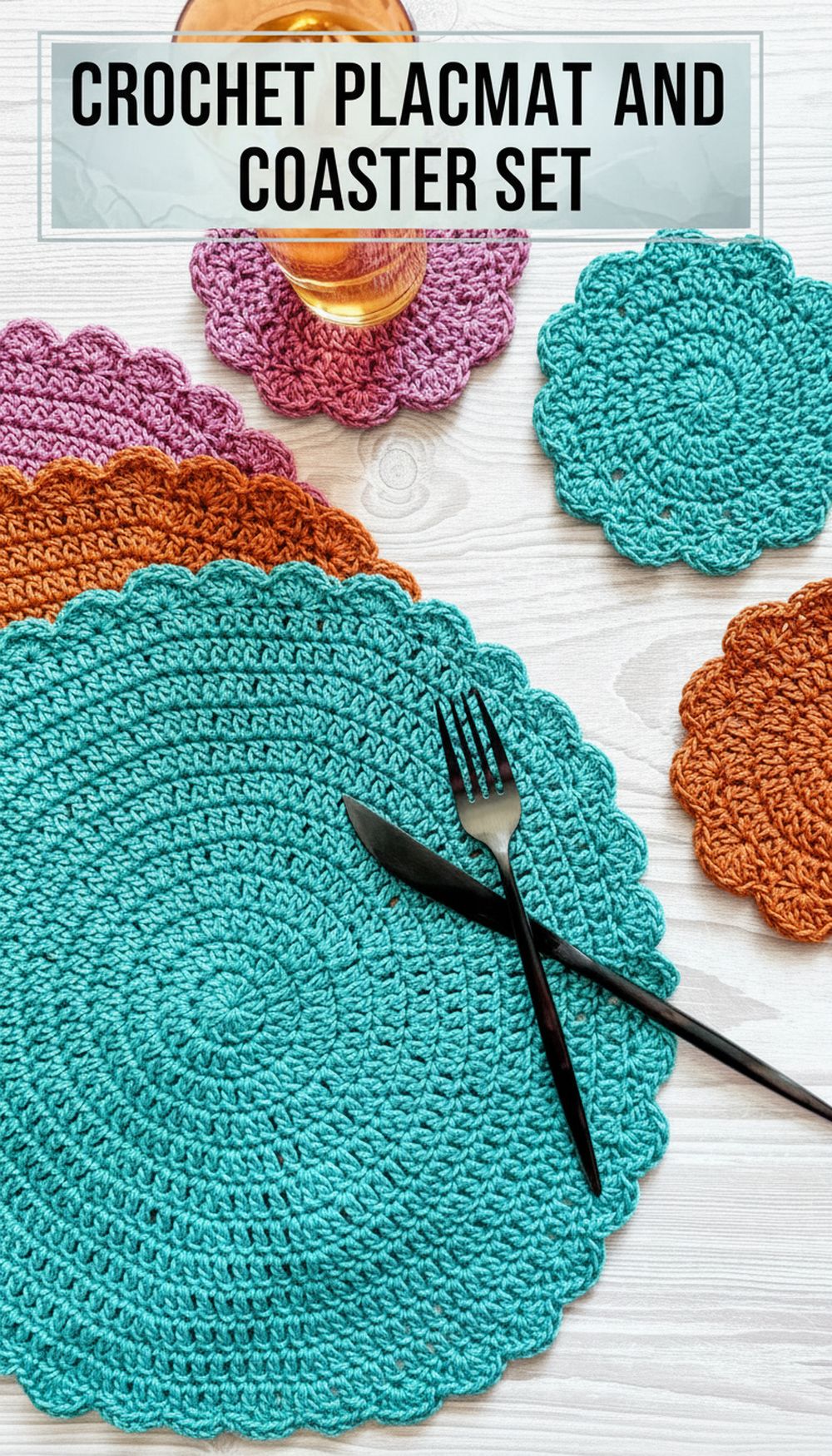 Crochet Placemat and Coaster Set
