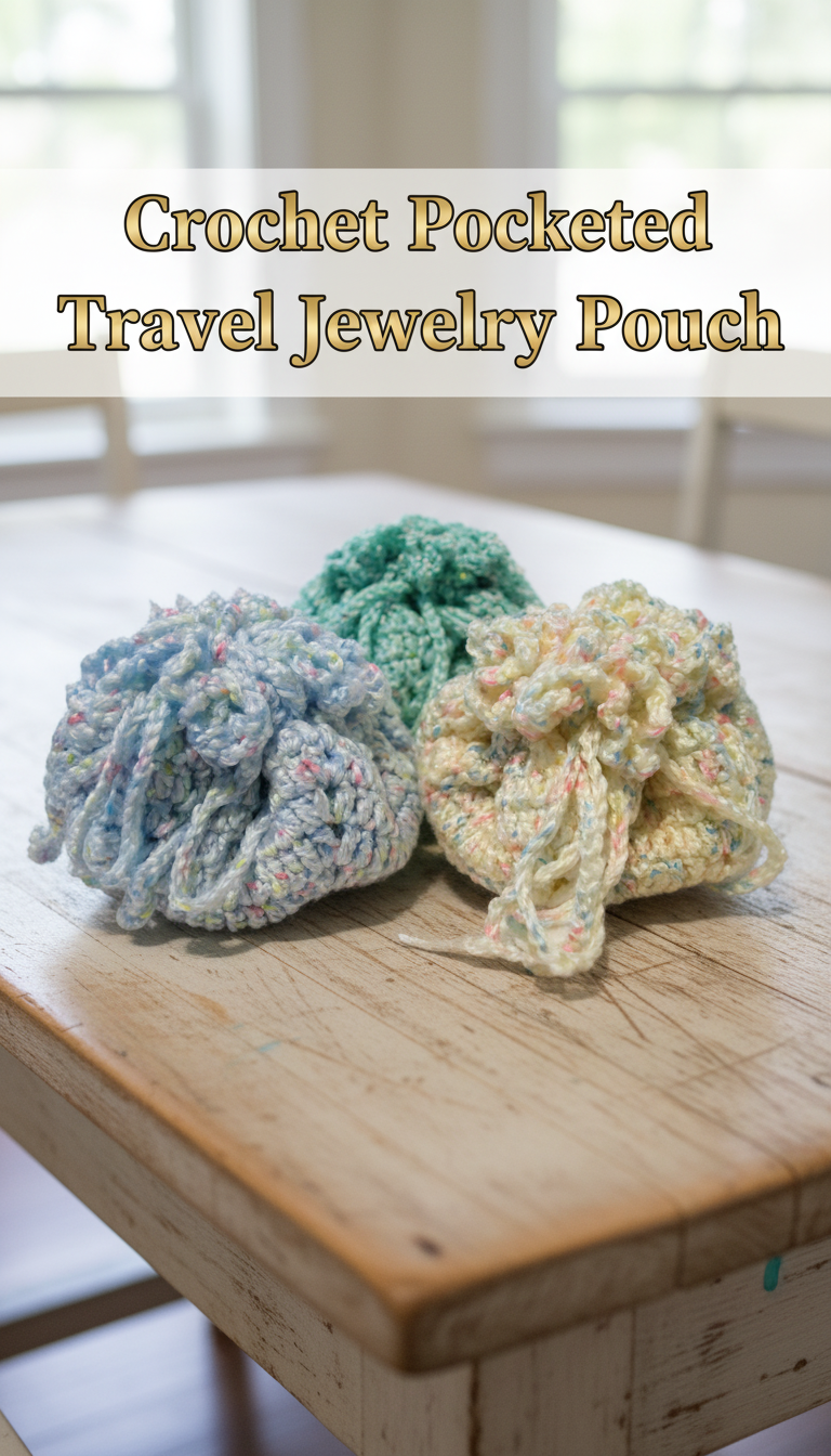 Crochet Pocketed Travel Jewelry Pouch