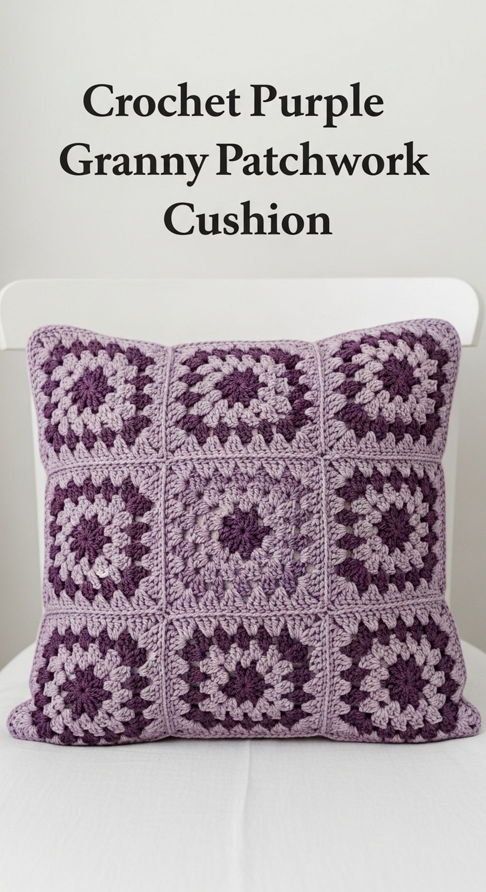 Crochet Purple Granny Patchwork Cushion