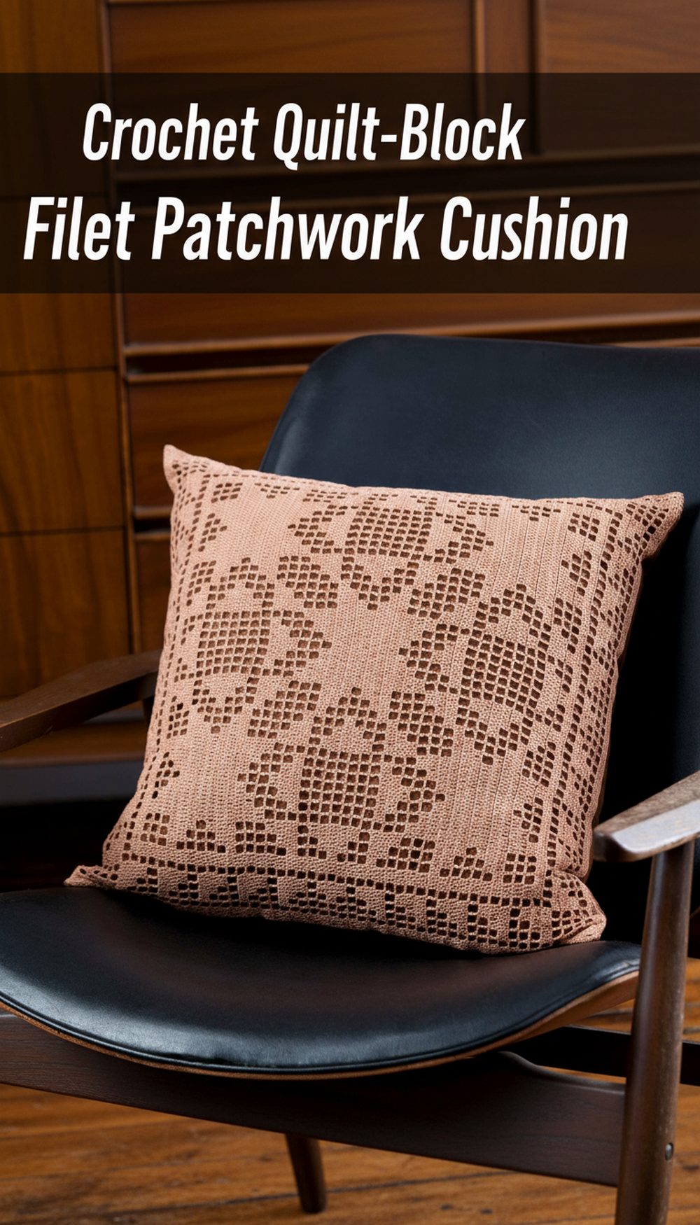 Crochet Quilt-Block Filet Patchwork Cushion