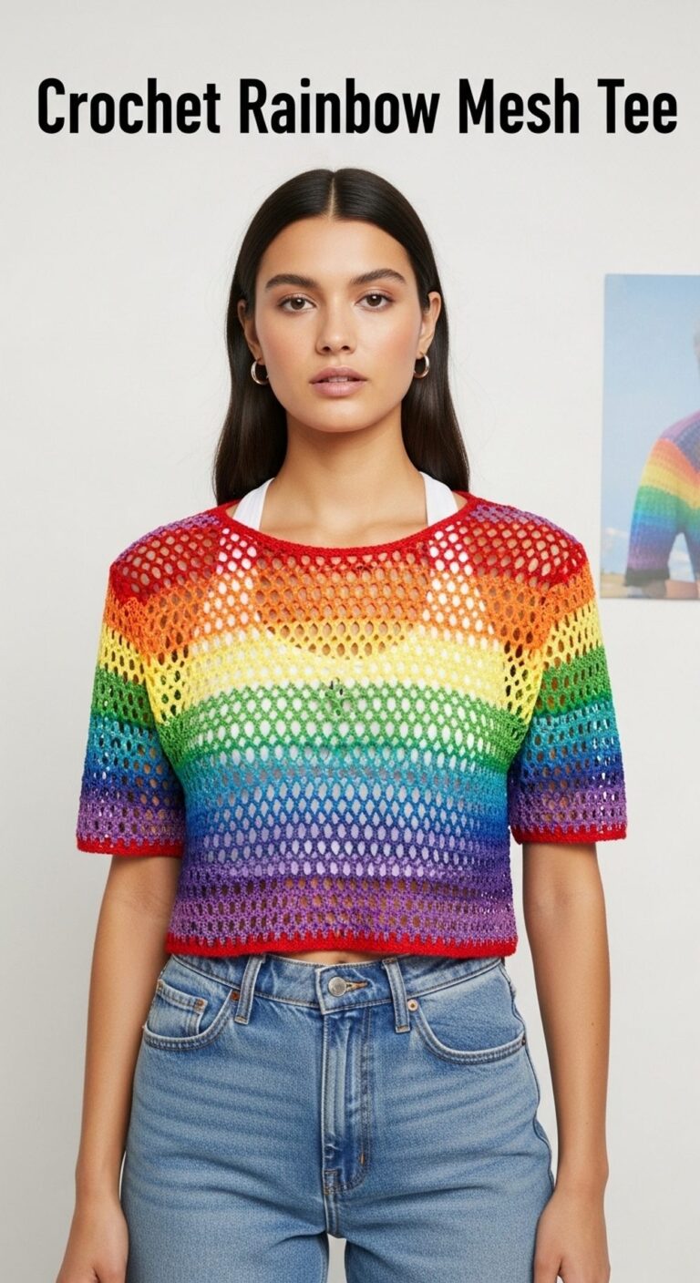 Crochet Rainbow Mesh Tee