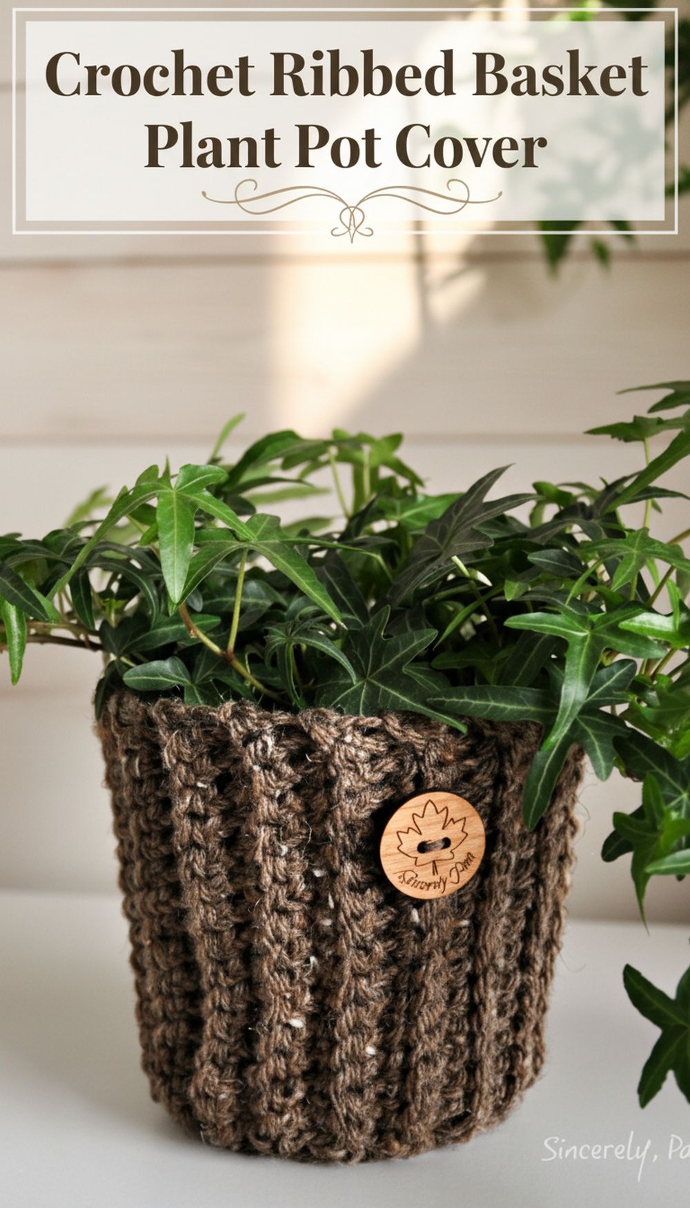 Crochet Ribbed Basket Plant Pot Cover