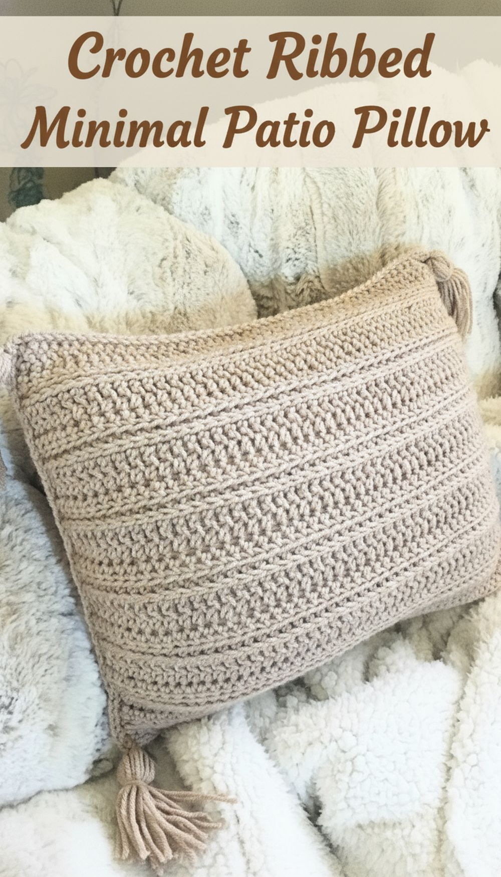 Crochet Ribbed Minimal Patio Pillow