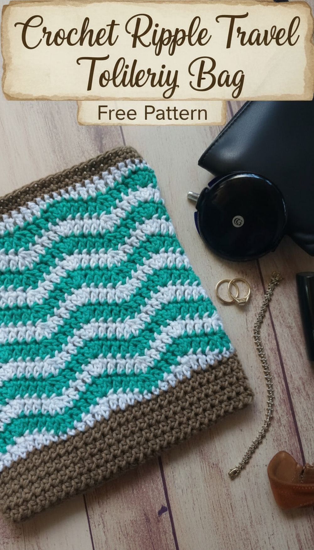 Crochet Ripple Travel Toiletry Bag