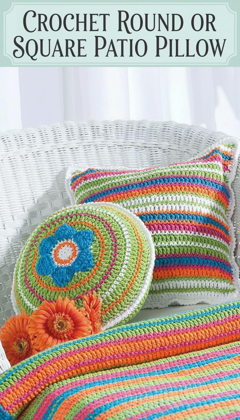 Crochet Round or Square Patio Pillow