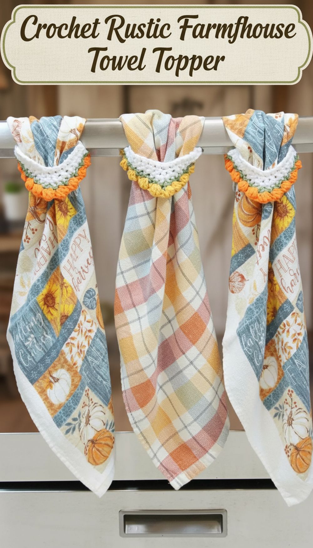 Crochet Rustic Farmhouse Towel Topper