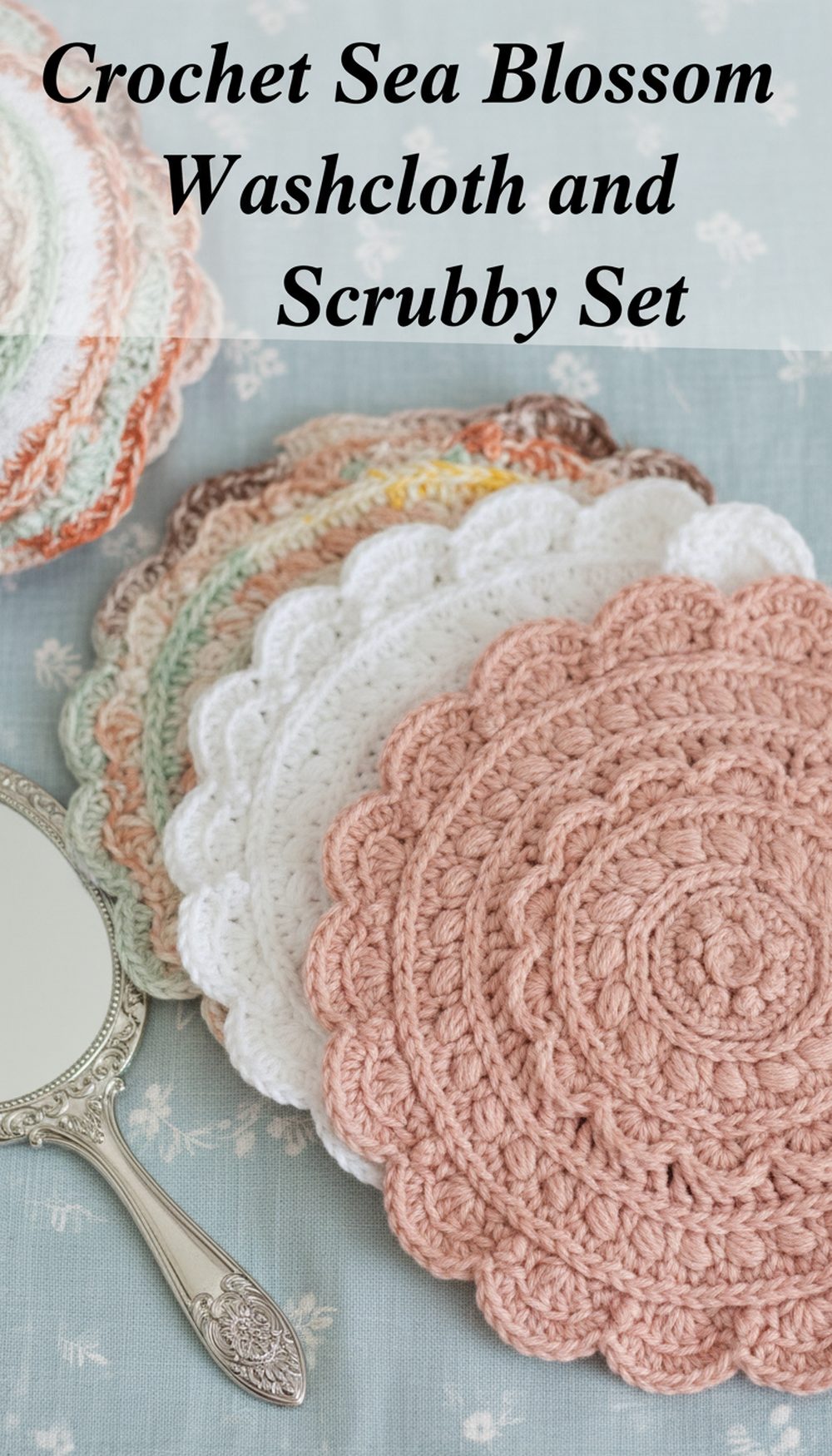 Crochet Sea Blossom Washcloth and Scrubby Set
