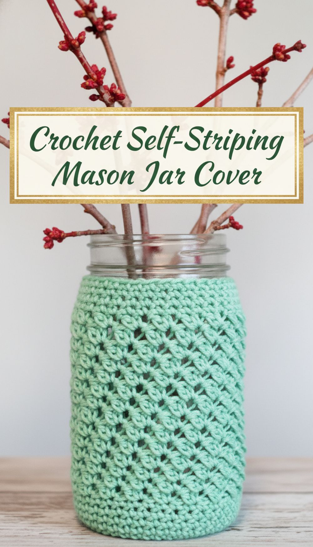 Crochet Self-Striping Mason Jar Cover