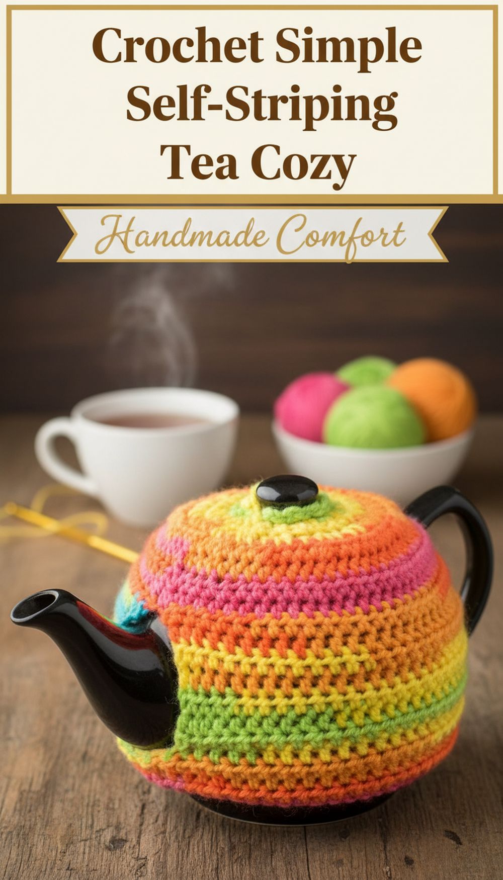 Crochet Simple Self-Striping Tea Cozy