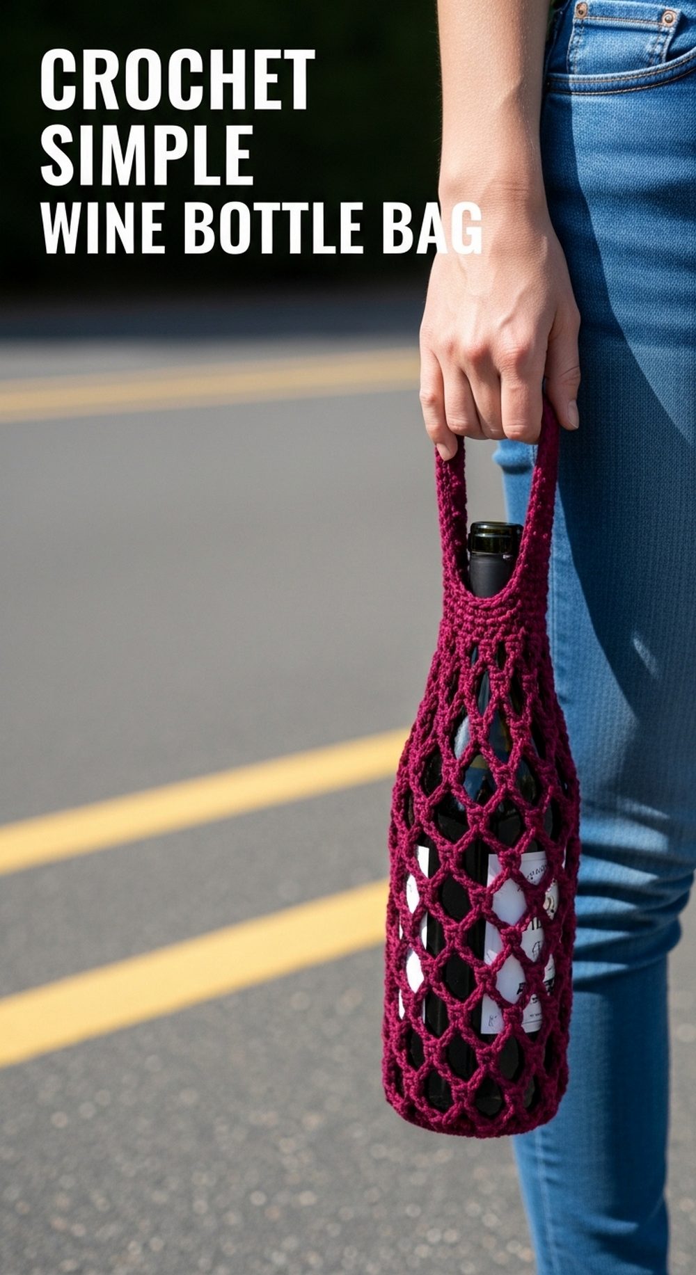 Crochet Simple Wine Bottle Bag