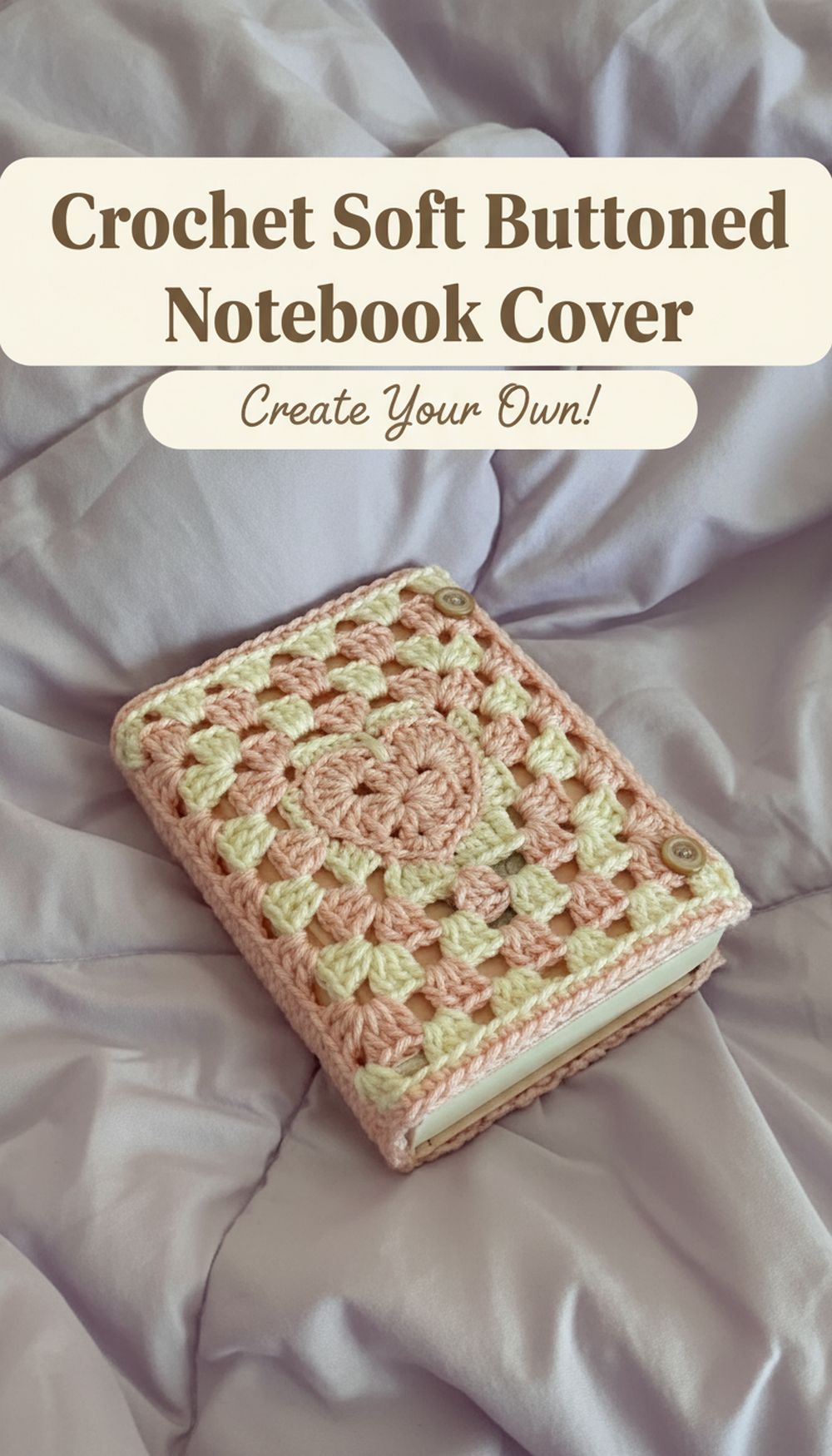 Crochet Soft Buttoned Notebook Cover