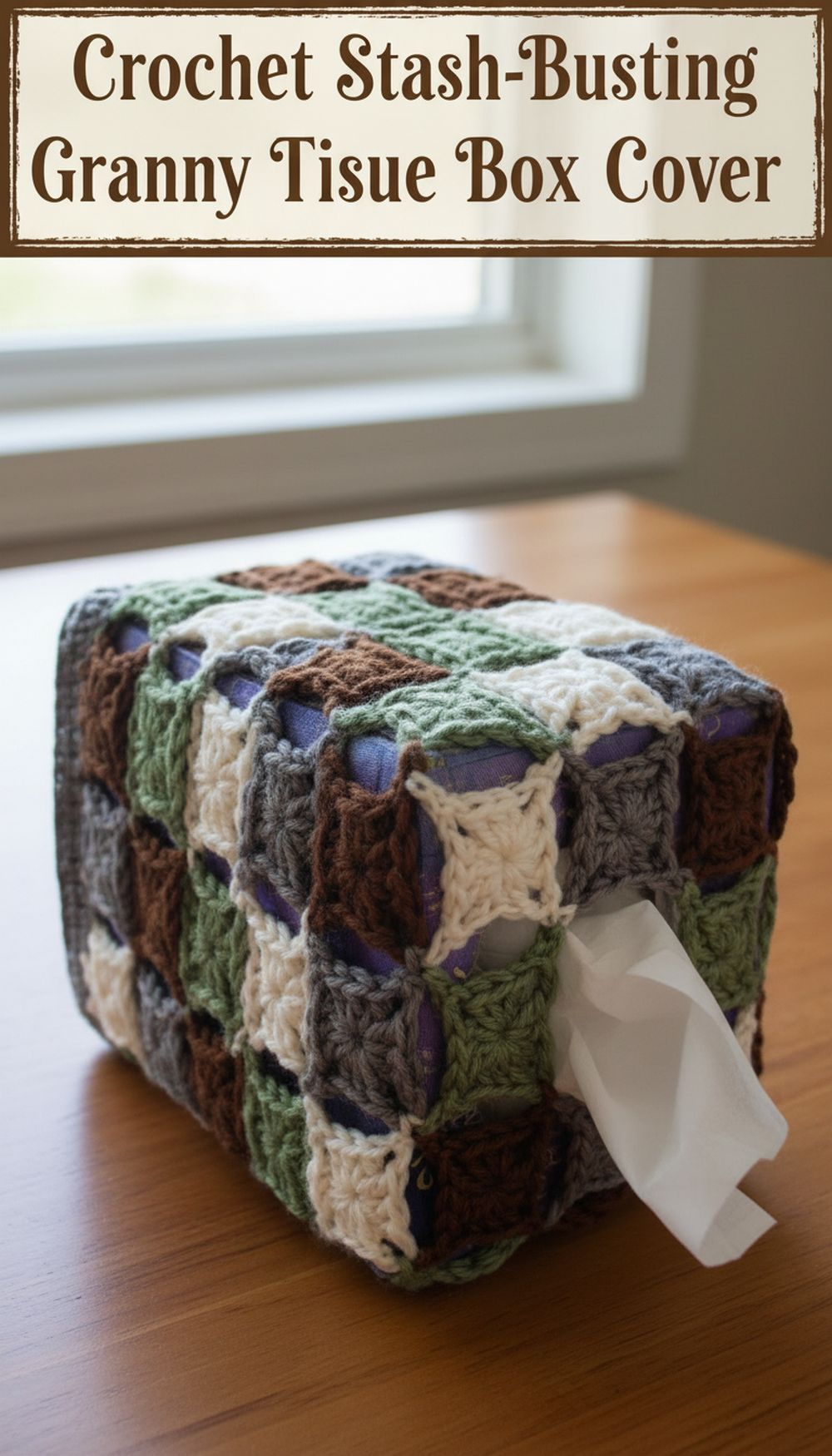 Crochet Stash-Busting Granny Tissue Box Cover