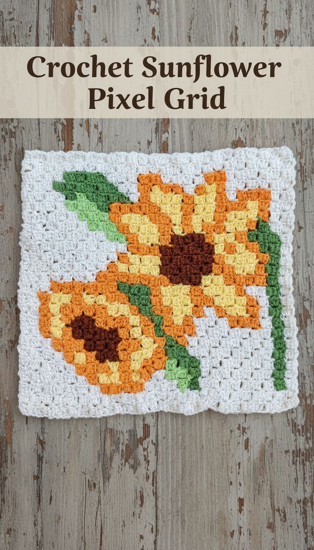 Crochet Sunflower Pixel Grid