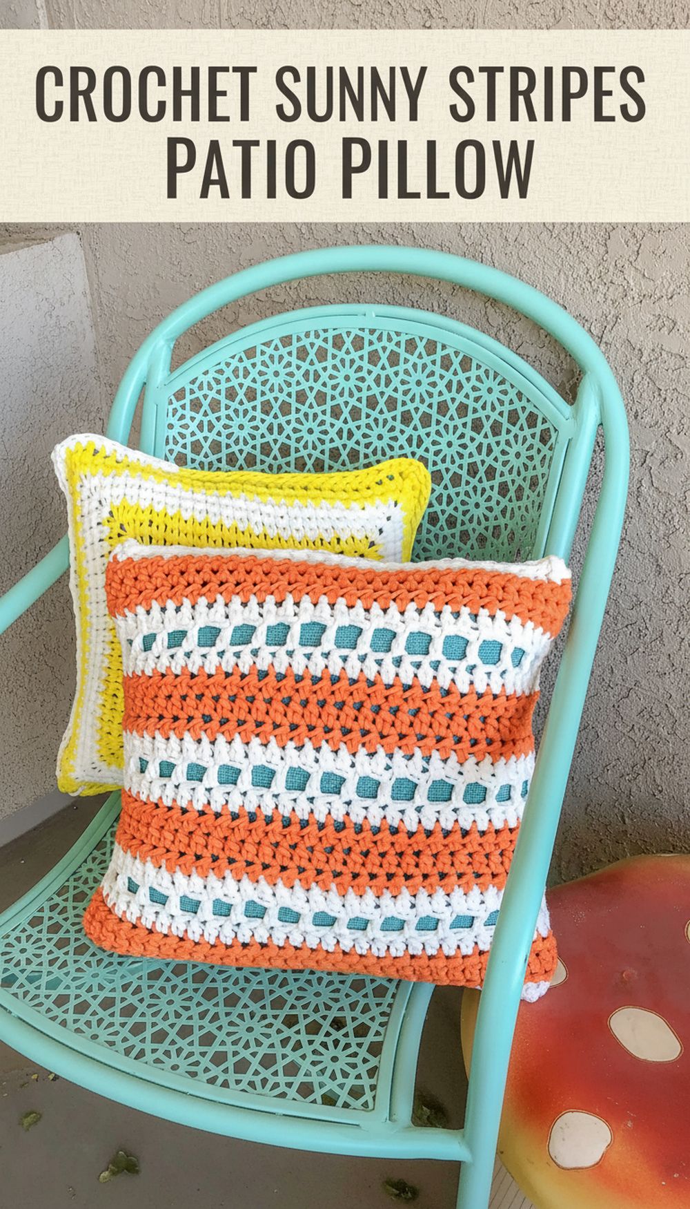 Crochet Sunny Stripes Patio Pillow