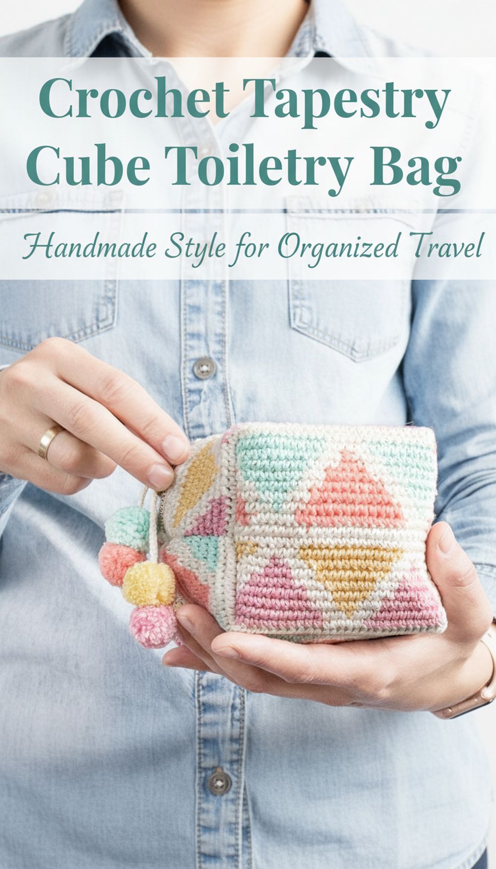 Crochet Tapestry Cube Toiletry Bag