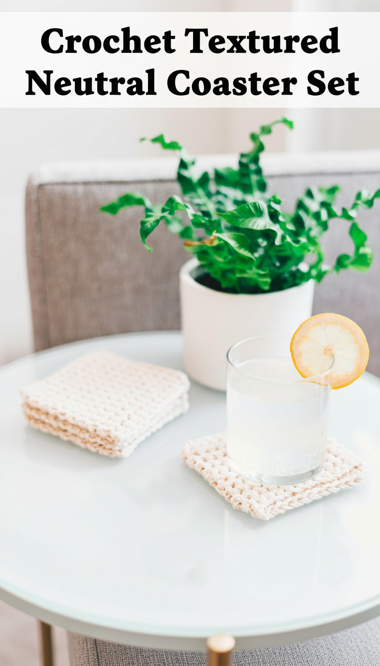 Crochet Textured Neutral Coaster Set