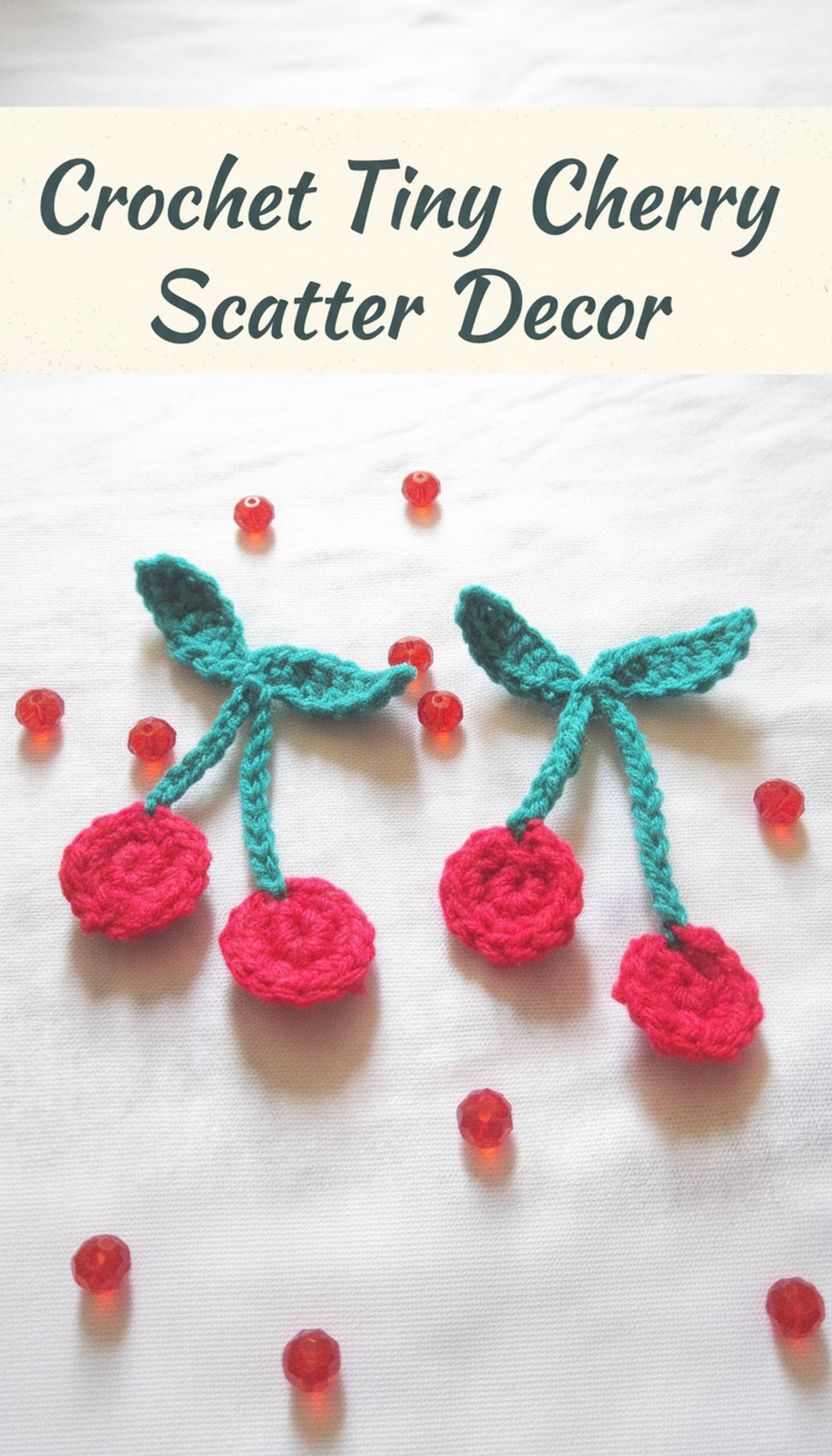 Crochet Tiny Cherry Scatter Decor
