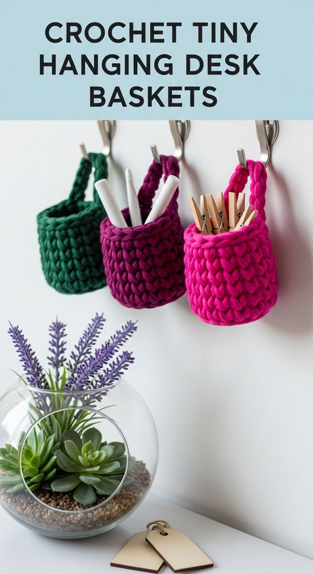 Crochet Tiny Hanging Desk Baskets