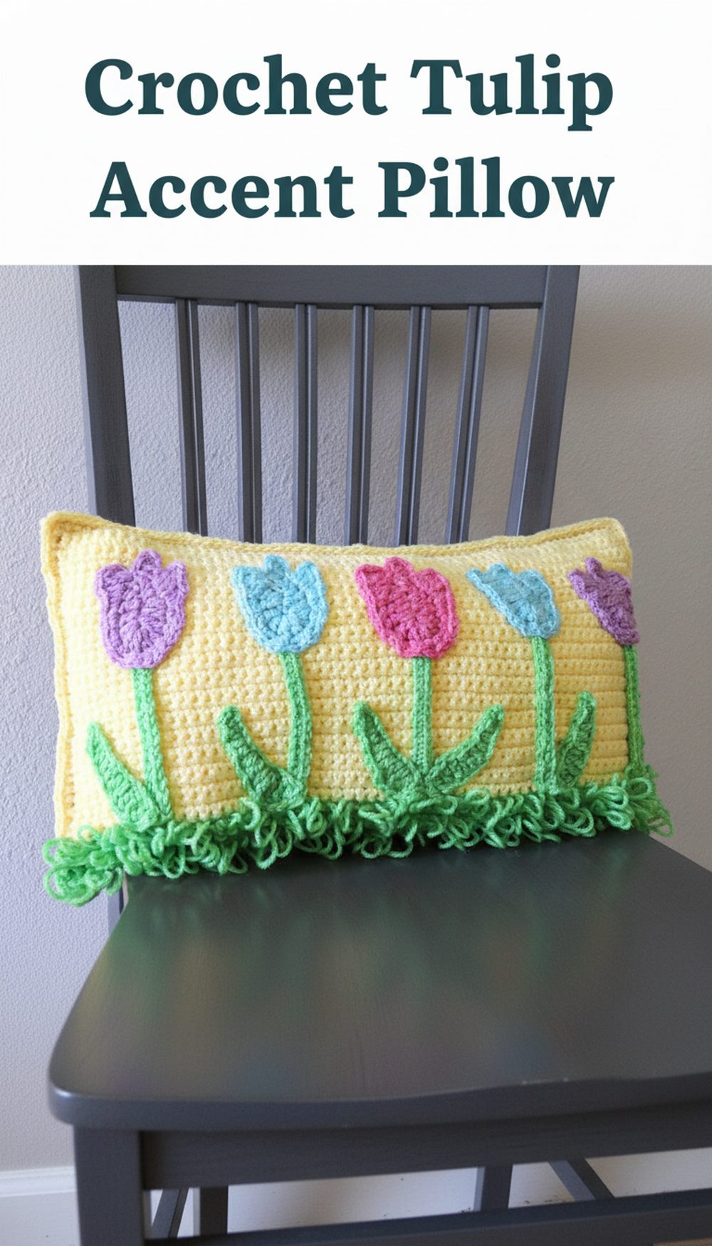 Crochet Tulip Accent Pillow