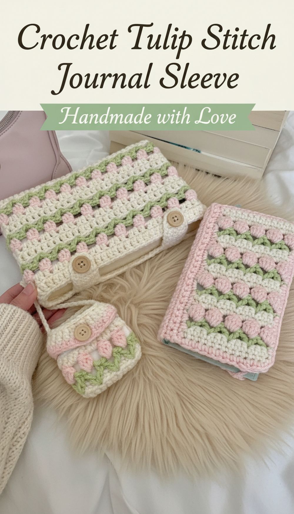 Crochet Tulip Stitch Journal Sleeve