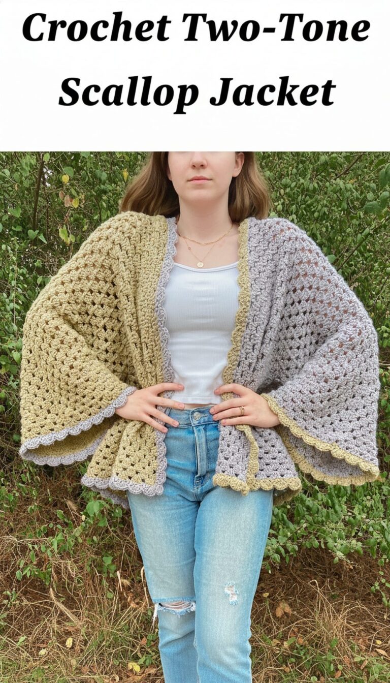 Crochet Two-Tone Scallop Jacket