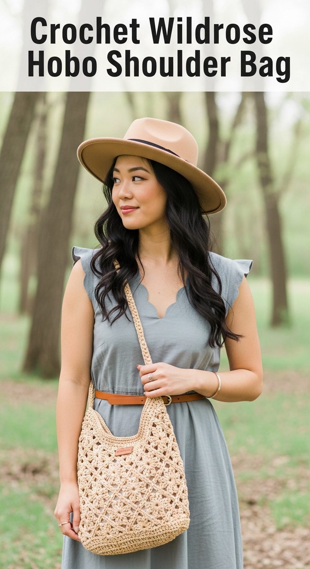 Crochet Wildrose Hobo Shoulder Bag