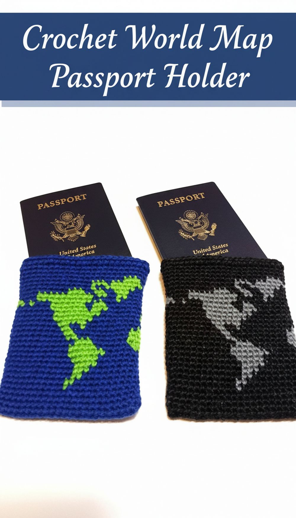 Crochet World Map Passport Holder