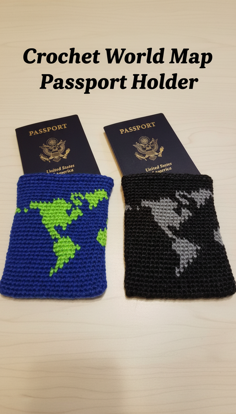 Crochet World Map Passport Holder