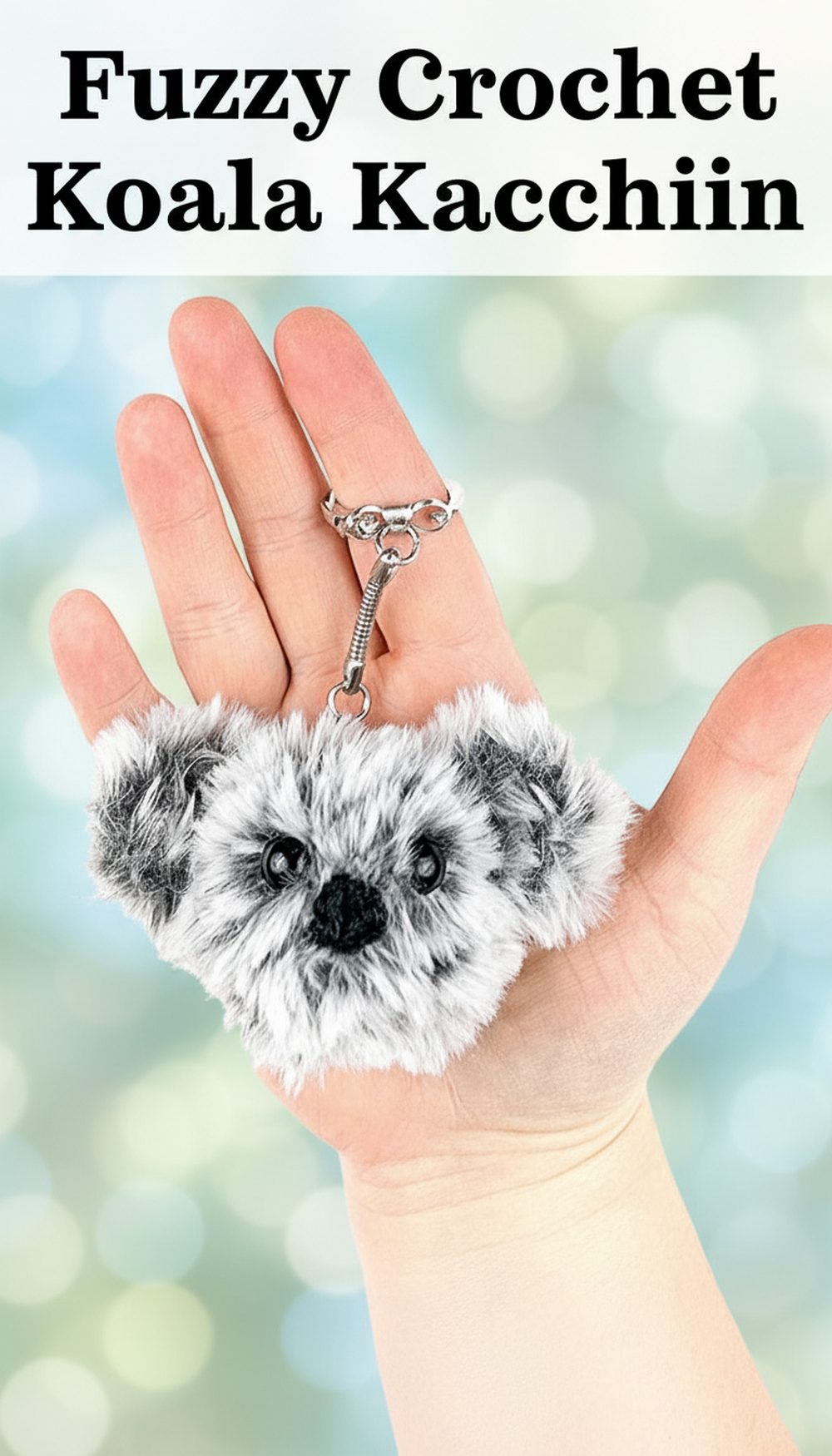 Fuzzy Crochet Koala Keychain