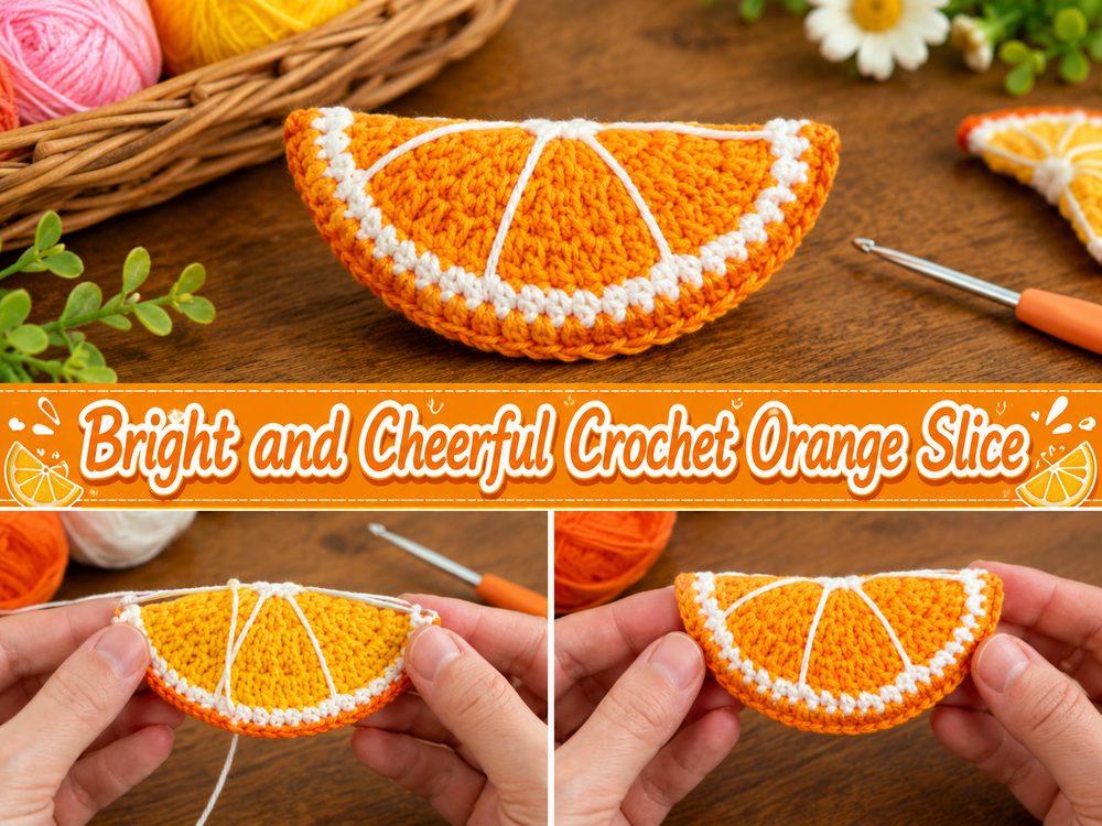 Bright and Cheerful Crochet Orange Slice as