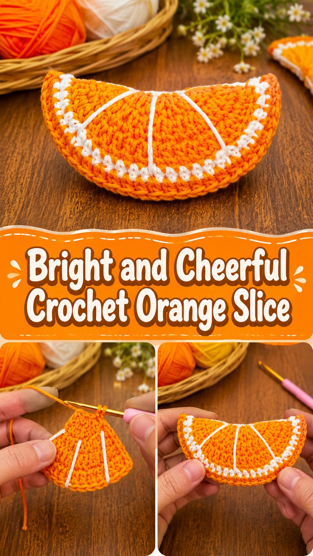 Bright and Cheerful Crochet Orange Slice