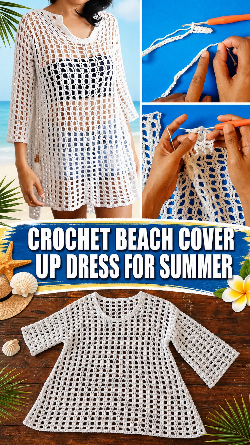 Crochet Beach Cover Up Dress for Summer