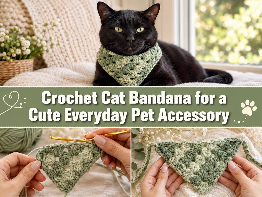 Crochet Cat Bandana for a Cute Everyday Pet Accessory s