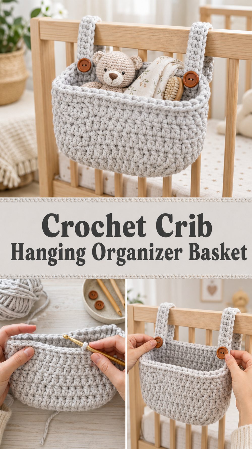 Crochet Crib Hanging Organizer Basket