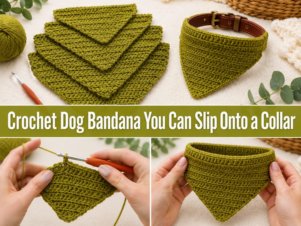 Crochet Dog Bandana You Can Slip Onto a Collar s