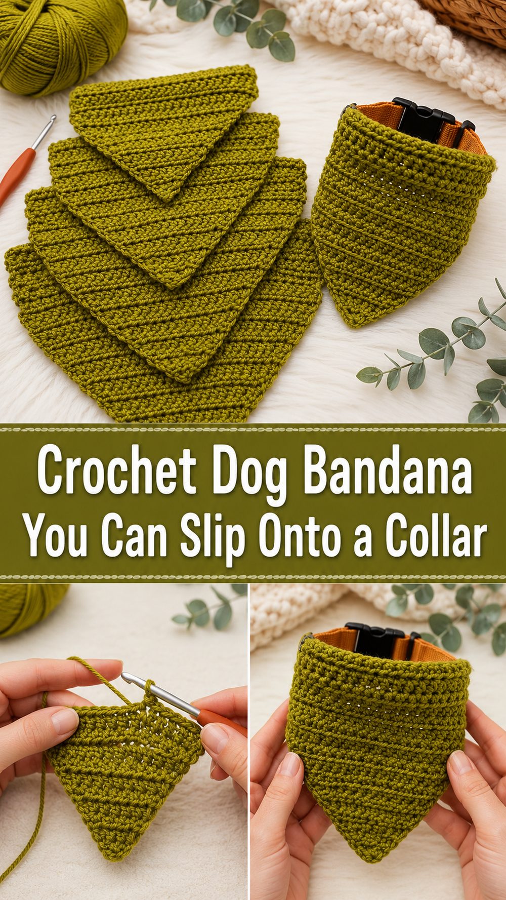 Crochet Dog Bandana You Can Slip Onto a Collar