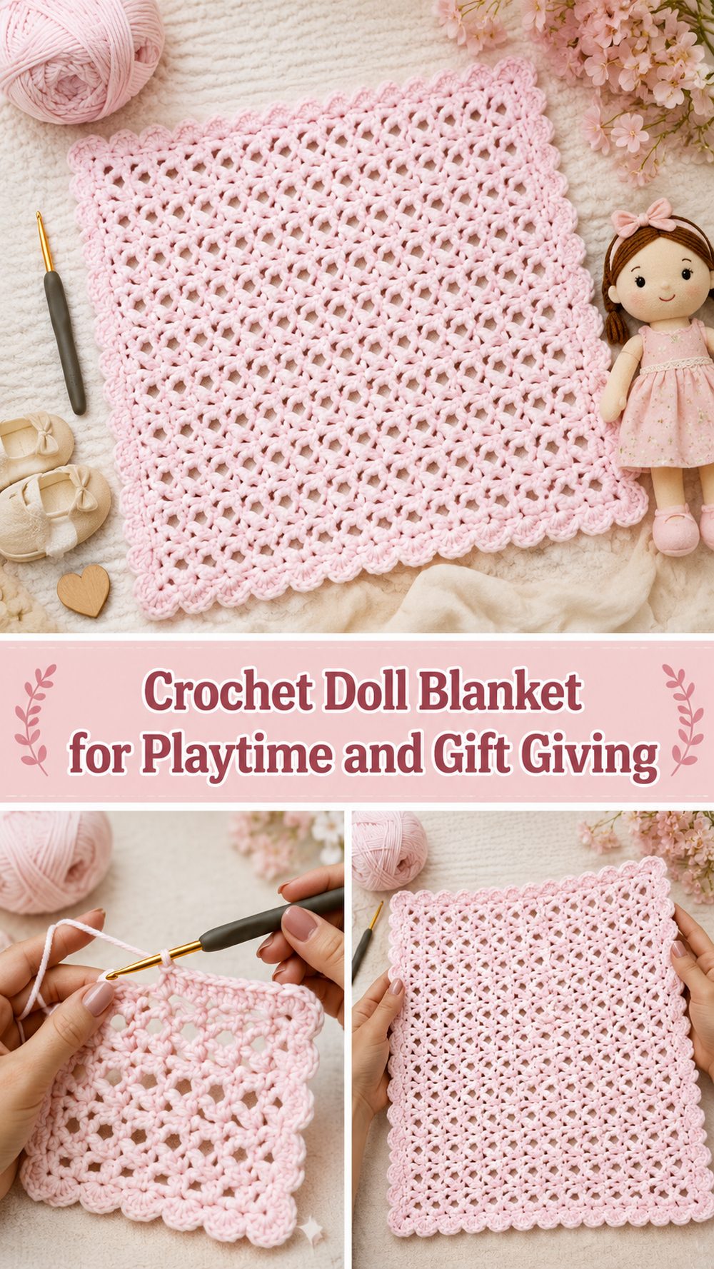 Crochet Doll Blanket for Playtime and Gift Giving