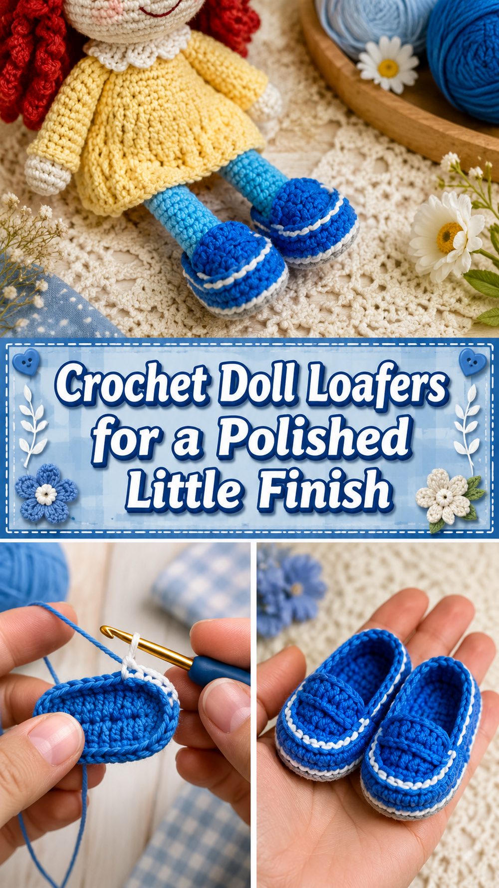 Crochet Doll Loafers for a Polished Little Finish