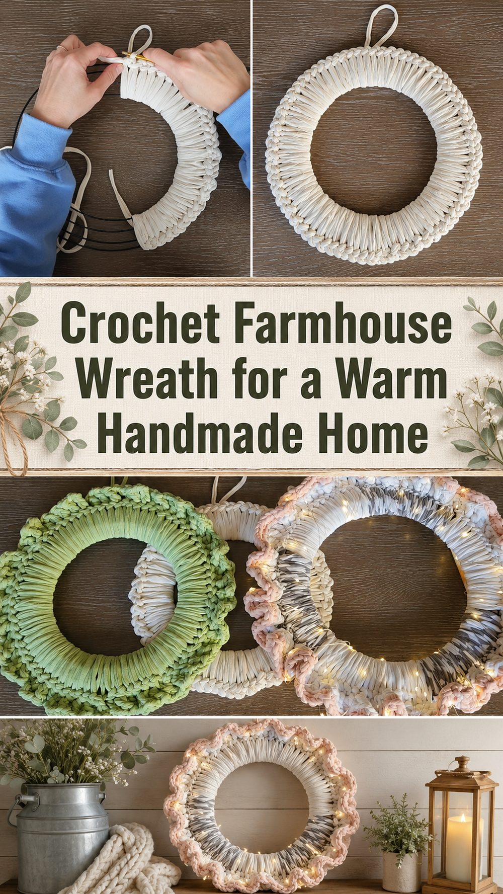 Crochet Farmhouse Wreath for a Warm Handmade Home