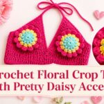 Crochet Floral Crop Top with Pretty Daisy Accents