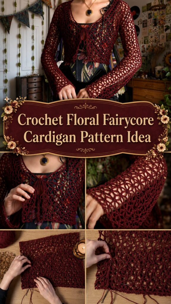 Crochet Floral Fairycore Cardigan Pattern Idea
