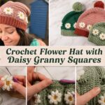 Crochet Flower Hat with Daisy Granny Squares s