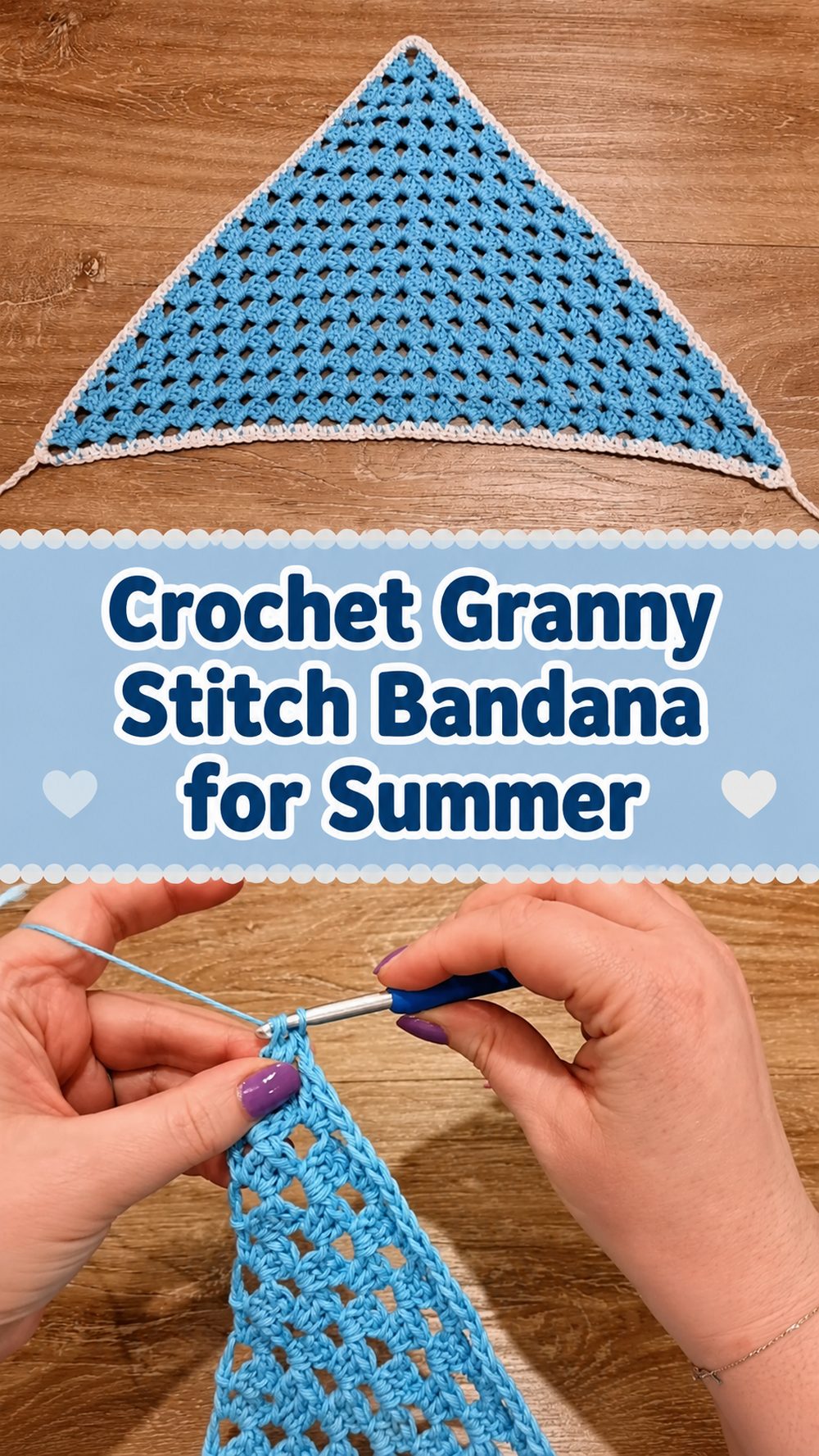 Crochet Granny Stitch Bandana for Summer