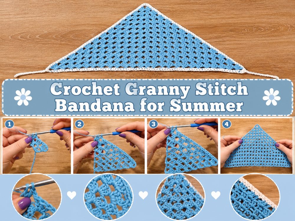 Crochet Granny Stitch Bandana for Summer