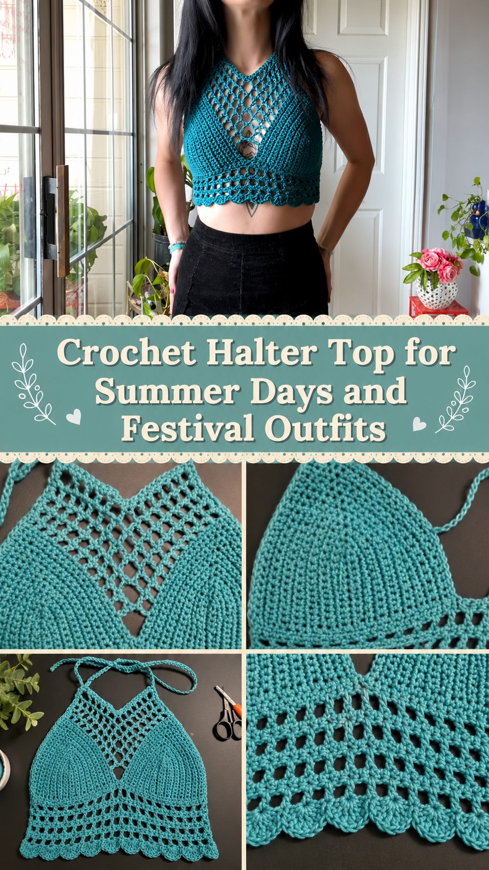 Crochet Halter Top for Summer Days and Festival Outfits